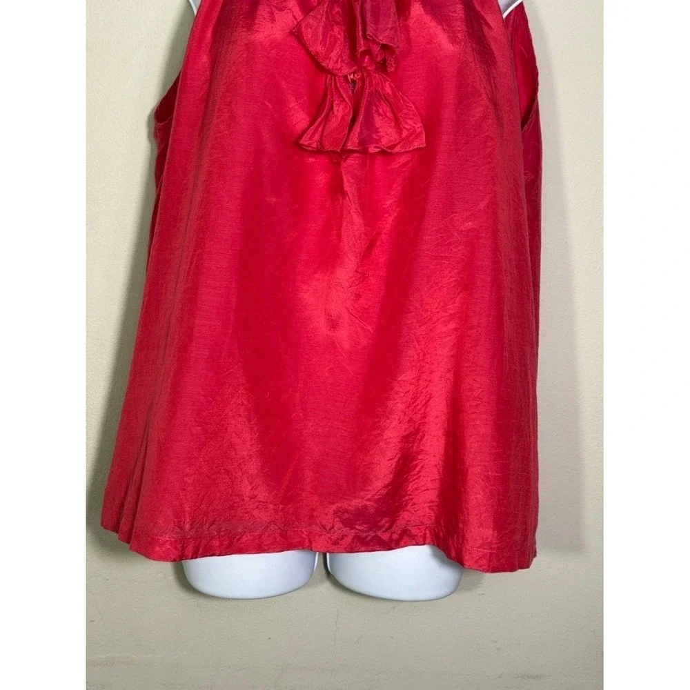 J.Crew Silk Blend Ruffle Neck Sleeveless‎ Blouse Pink Size L Coquette Balletcore